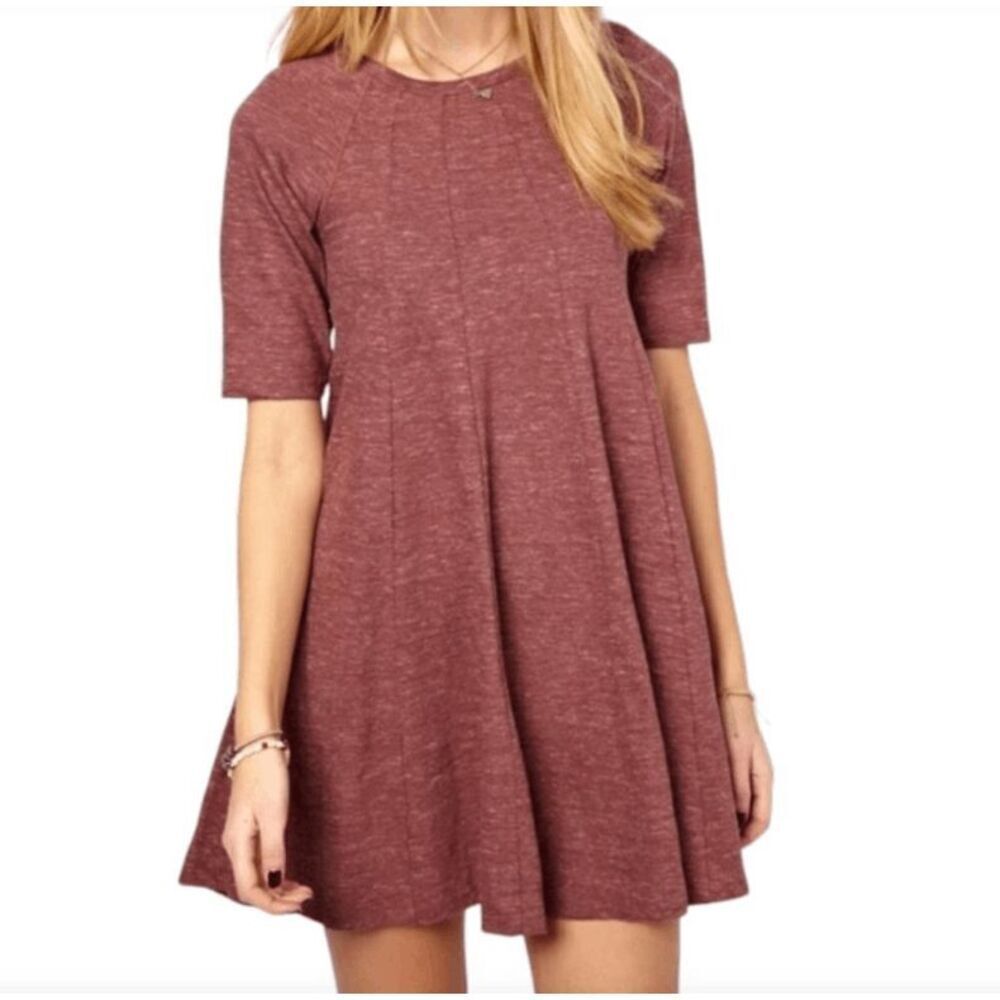 GANNI Heather Burgundy Scoop Neck Jersey‎ Swing Dress Anthropologie Size Small